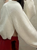 elveswallet  Solid Shrug Knit Cardigan, Sexy Long Sleeve Versatile Sweater, Women's Clothing