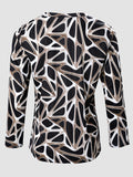 Jacquard Print Half Zipper Long Sleeve Shirt, Casual Fall Winter Sweatshirt, Women's Clothing