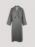 Button Front Lapel Mid Length Coat, Elegant Solid Long Sleeve Outerwear, Women's Clothing