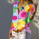 Floral Print Button Front Shirt, Casual Long Sleeve Shirt For Spring & Fall, Women's Clothing