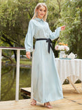Simple Flat Collar Dress, Elegant Long Sleeve Simple Maxi Dress, Women's Clothing