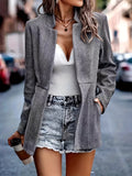 elveswallet  Open Front Dual Pockets Blazer, Elegant Long Sleeve Blazer For Office & Work, Women's Clothing