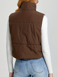 Stand Collar Zip Up Vest, Casual Solid Sleeveless Versatile Vest, Women's Clothing