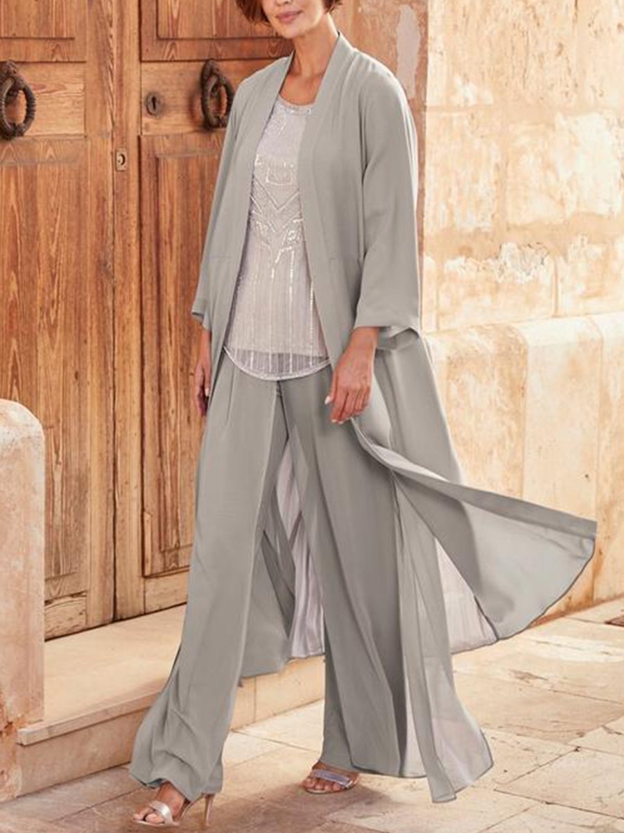 Chiffon Wide Loose Shirt Two-Piece Women's Suit