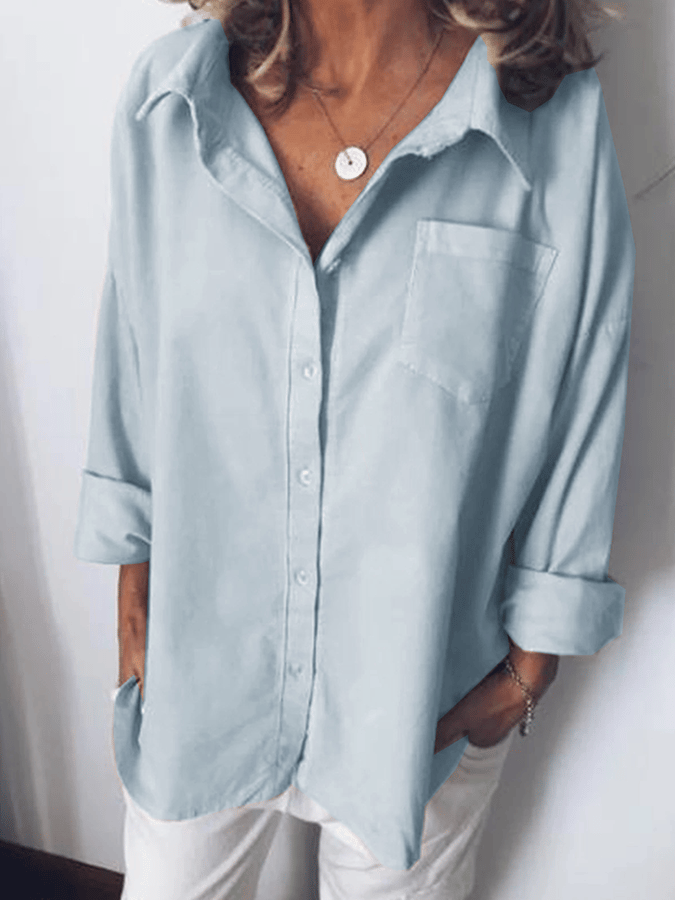 Women's Casual Pure Color Cotton Shirt