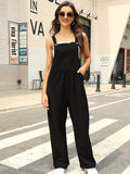 Sleeveless Solid Overalls, Summer Casual Jumpsuit, Women's Clothing