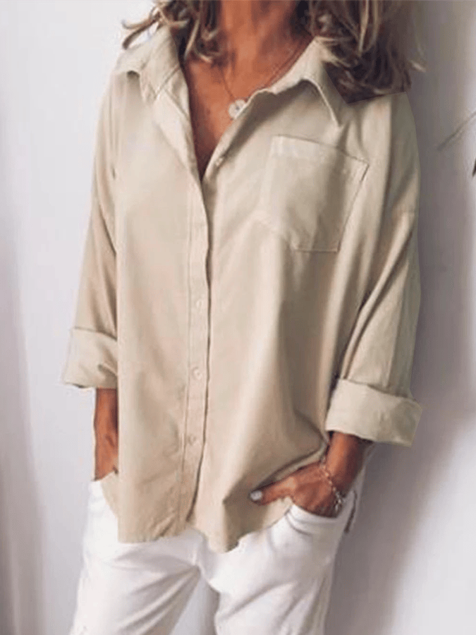 Women's Casual Pure Color Cotton Shirt