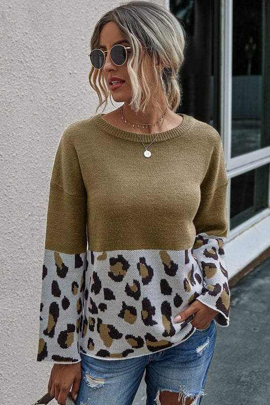 elveswallet Leopard Print Crew-neck Sweater