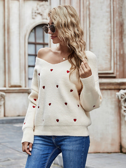 elveswallet Needless To Say Sage Red Heart Print Sweater