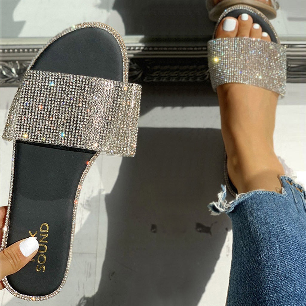 elveswallet Crystal Roman Flat Slippers