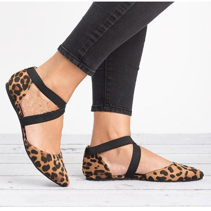 elveswallet Flats Pointed Leopard Ballet Flat Shoes