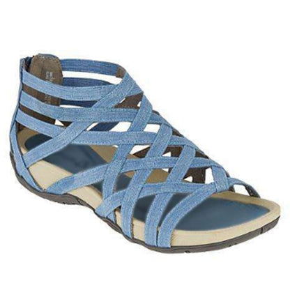 elveswallet Round Toe Hollow Mesh Peep Toe Sandals