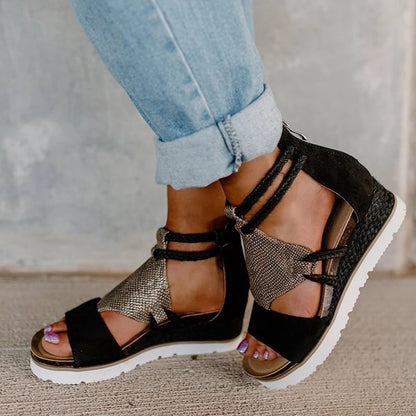 elveswallet Leopard Wedge Heel Sandals