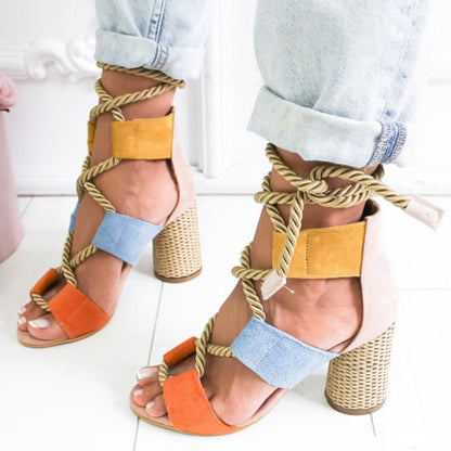 elveswallet Lace Up High Heels Gladiator Sandals