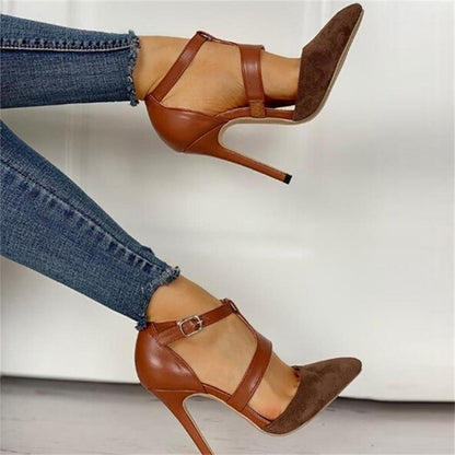 elveswallet Pointed Toe Ankle Strap High Heel Shoes