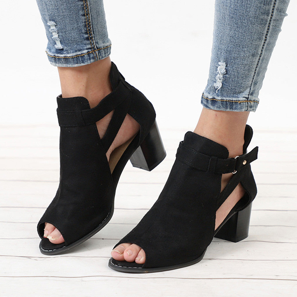 elveswallet Flock Square Heel Square Sandals