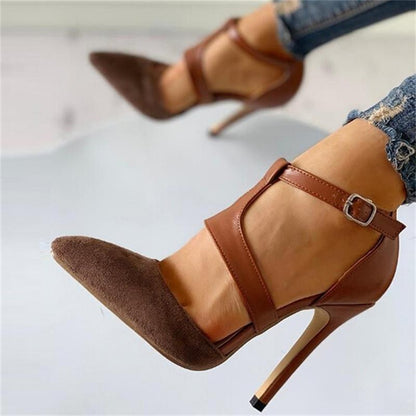 elveswallet Pointed Toe Ankle Strap High Heel Shoes