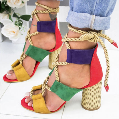 elveswallet Lace Up High Heels Gladiator Sandals