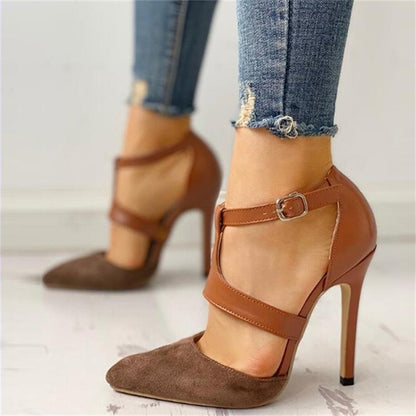 elveswallet Pointed Toe Ankle Strap High Heel Shoes