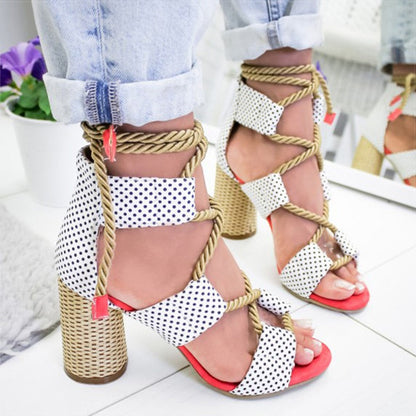 elveswallet Lace Up High Heels Gladiator Sandals