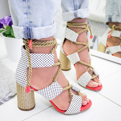 elveswallet Lace Up High Heels Gladiator Sandals