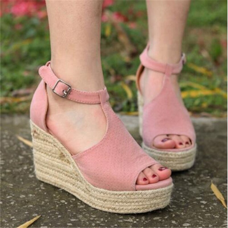 elveswallet Flock Wedges High Ankle Sandals