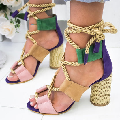 elveswallet Lace Up High Heels Gladiator Sandals