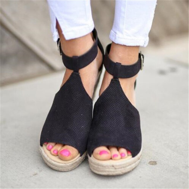 elveswallet Flock Wedges High Ankle Sandals