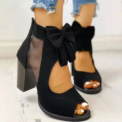 elveswallet Butterfly Knot Mesh High Heels Sandals