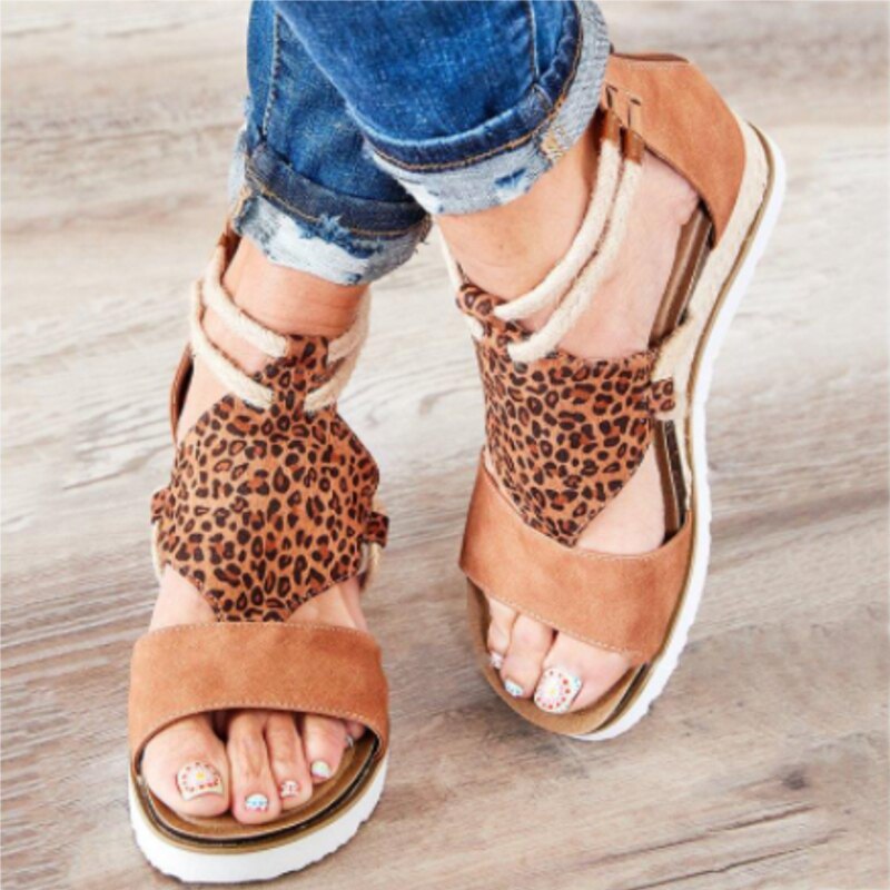 elveswallet Leopard Wedge Heel Sandals