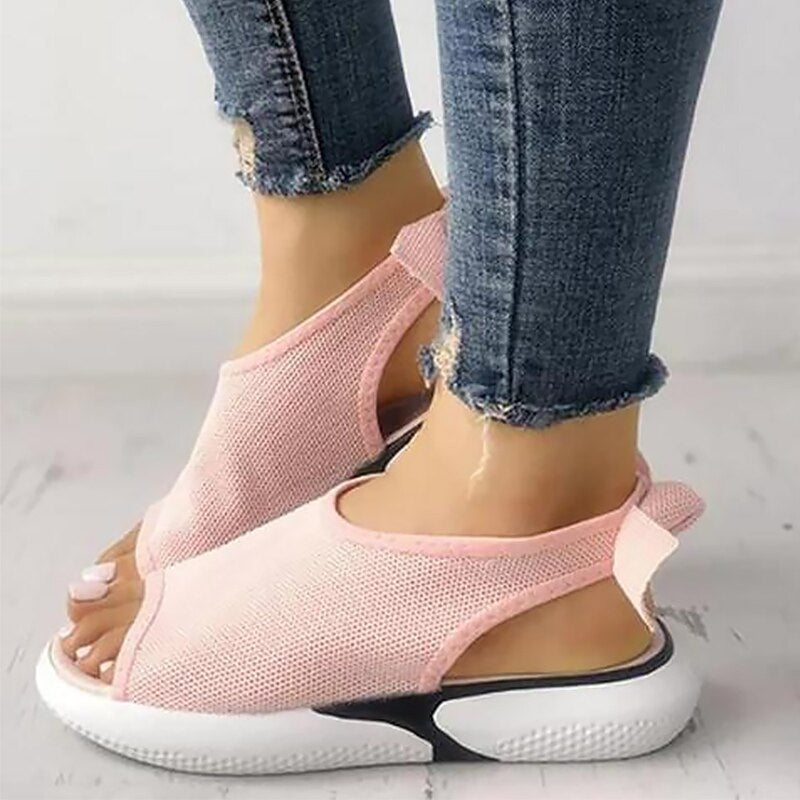 elveswallet Mesh Peep Toe Chunky Sandals