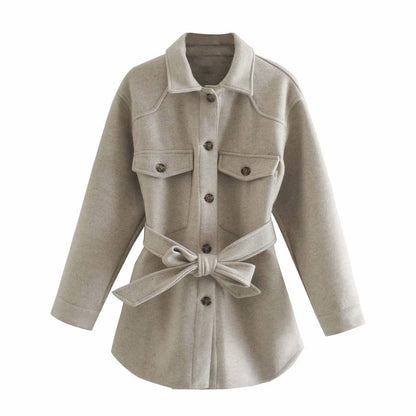 elveswallet Chic Turn Down Collar Elegant Wool Coats