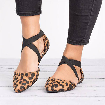 elveswallet Flats Pointed Leopard Ballet Flat Shoes