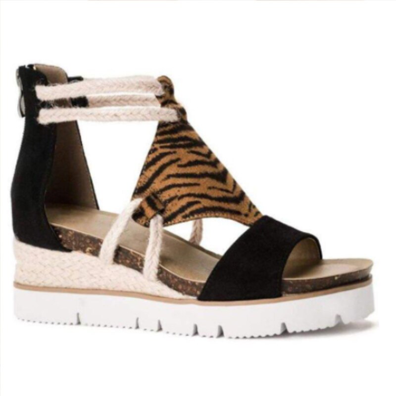 elveswallet Leopard Wedge Heel Sandals