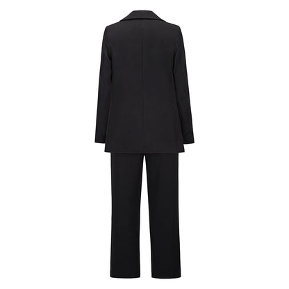 elveswallet Large Lapel Double Breasted Blazer and Straight Pants Set