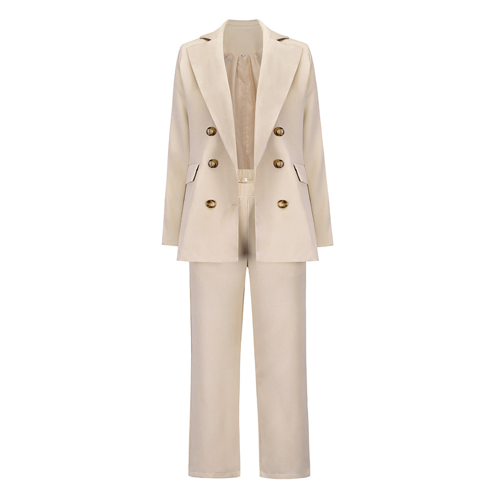 elveswallet Large Lapel Double Breasted Blazer and Straight Pants Set