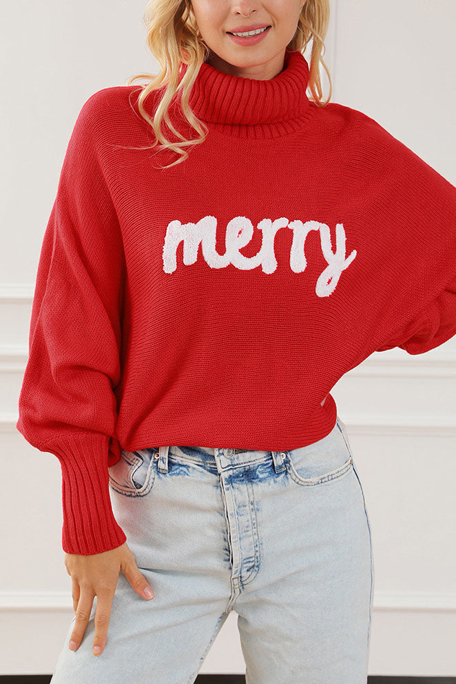 elveswallet Merry Holiday turtleneck bat sleeve sweater