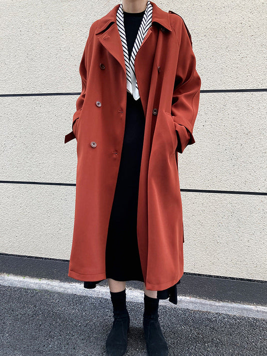 elveswallet Drapey British style loose mid-length trench coat