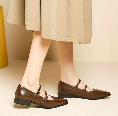 elveswallet One-line buckle flat Mary Jane shoes