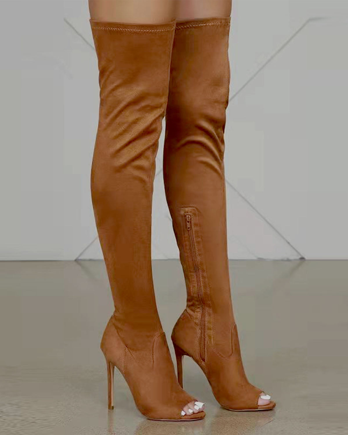 elveswallet Side zipper high heel over-the-knee stretch boots