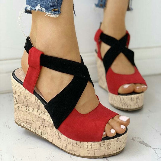 elveswallet Colorful Elastic Braided Wedge Sandals