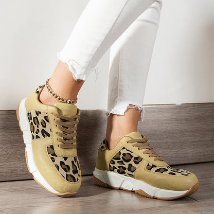 elveswallet Leopard-patterned Platform PU Sneakers