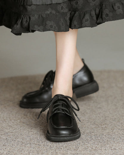 elveswallet Lace-up vintage style round toe Mary Jane shoes