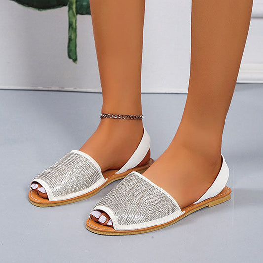 elveswallet Open Toe Sequins Flat Sandals