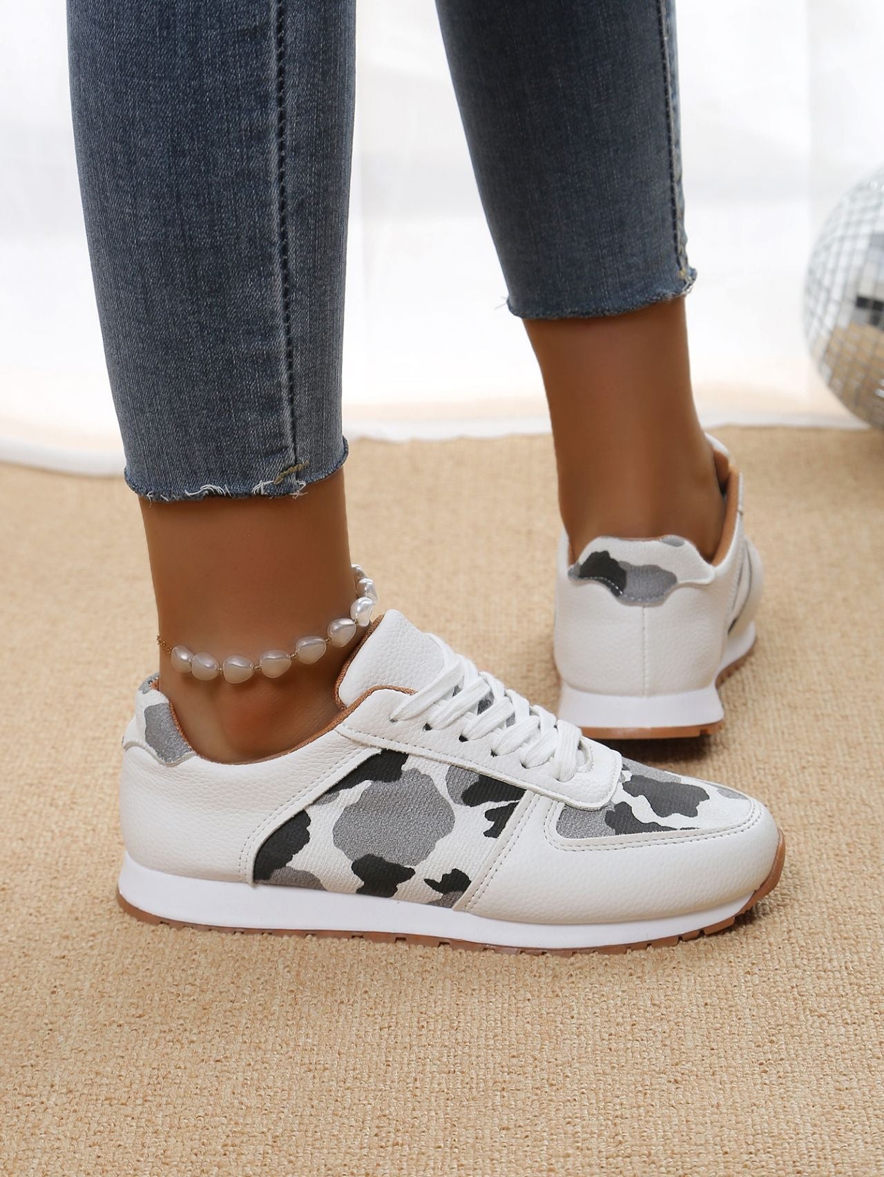 elveswallet Ribbed Sole Camouflage Lace-up Casual Sneakers