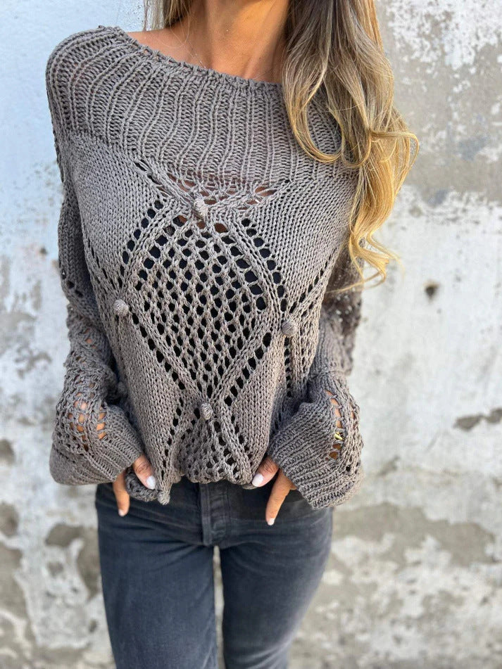 elveswallet Loose hollow roundneck knit sweater