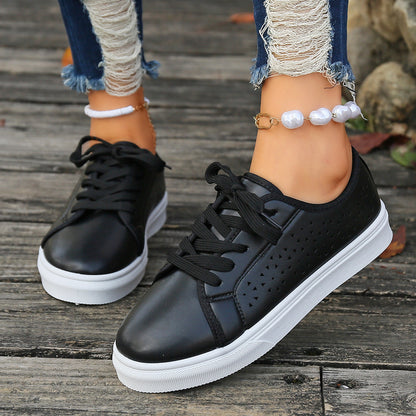 elveswallet Faux leather lace-up vented sneakers