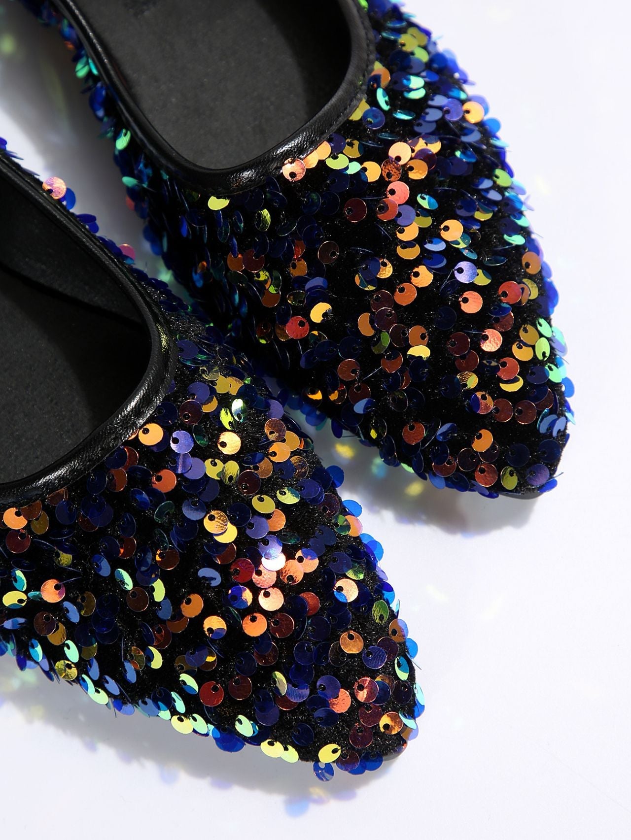 elveswallet Colorful Sequin Shallow Mouth Flat Ballet Flats