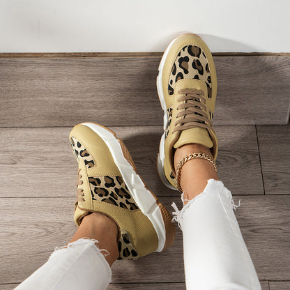 elveswallet Leopard-patterned Platform PU Sneakers