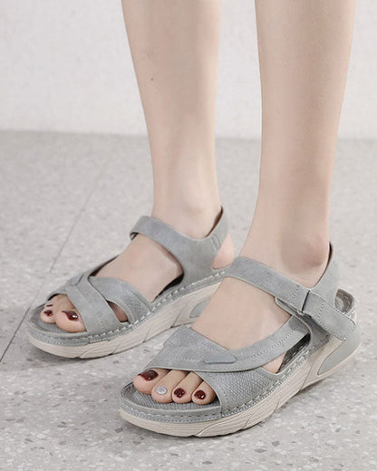 elveswallet Comfortable platform Velcro stitching sandals